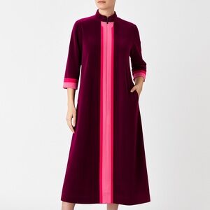 Vanity Fair vintage mod velour lounge dress colorblock zip front Large